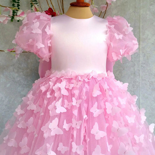 Cute Baby Girl Butterfly Beauty Pageant Dress Toddler Fluffy Princess Dress