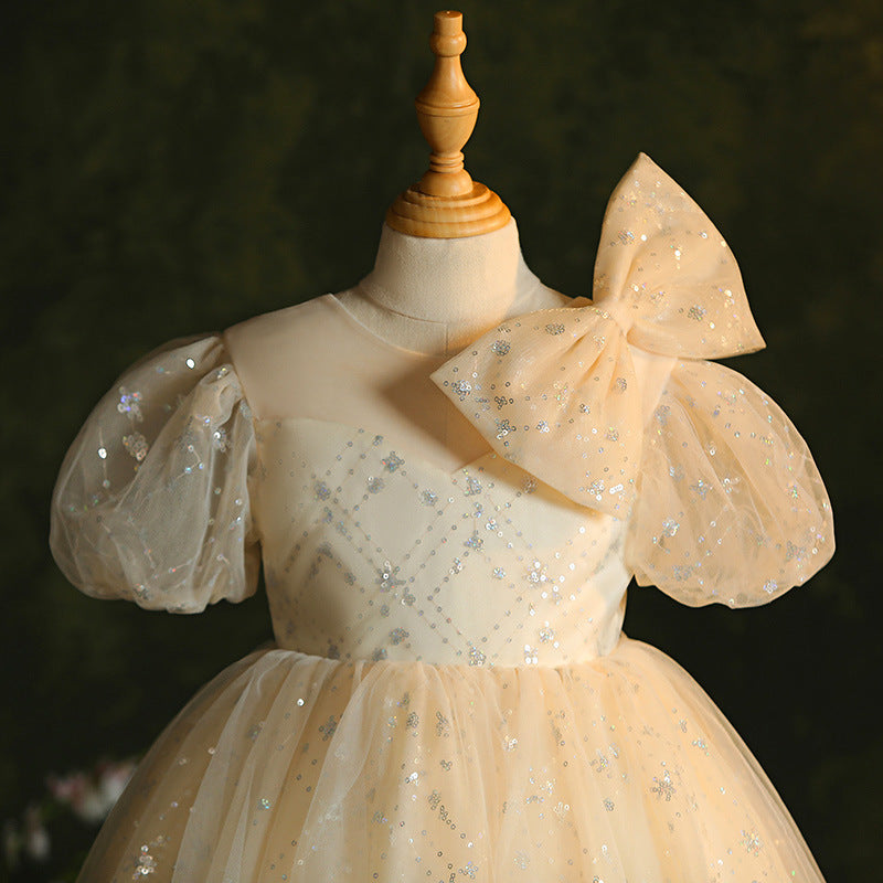 Elegant Baby Girls Puff Sleeve First Communion Dresses Toddler Baptism Dresses