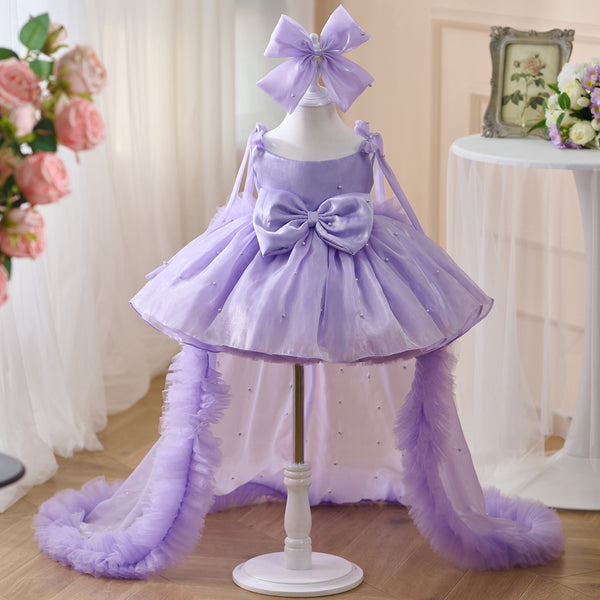 Girls Purple Party Princess Dress Baby Birthday Dress