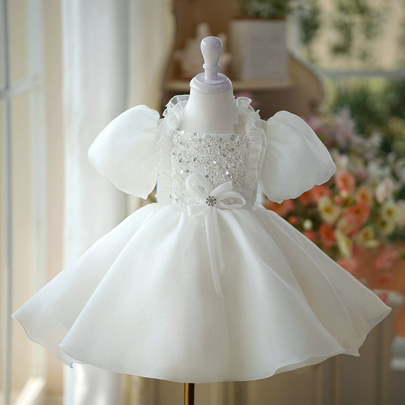 Elegant Baby White Sequin Puff Sleeve Mesh Princess Dress Toddler Fir marryshe Elegant Baby White Sequin Puff Sleeve Mesh Princess Dress Toddler Fir marryshe