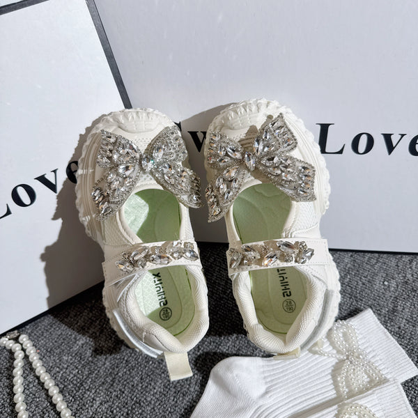 Autumn New Girls Sports Rhinestone Breathable Princess Shoes