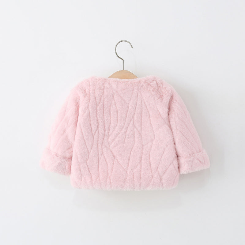 Girls' Winter Round Neck Warm Heart-shaped Coat