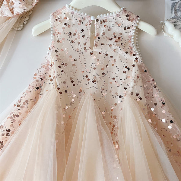 Girls Birthday Cute Dress Children's Mesh Sequined Vest Dress