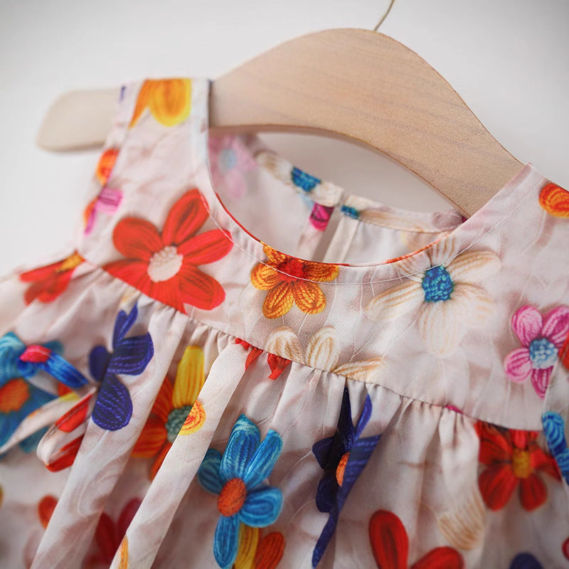 Summer New Girls Printed Sleeveless Dress