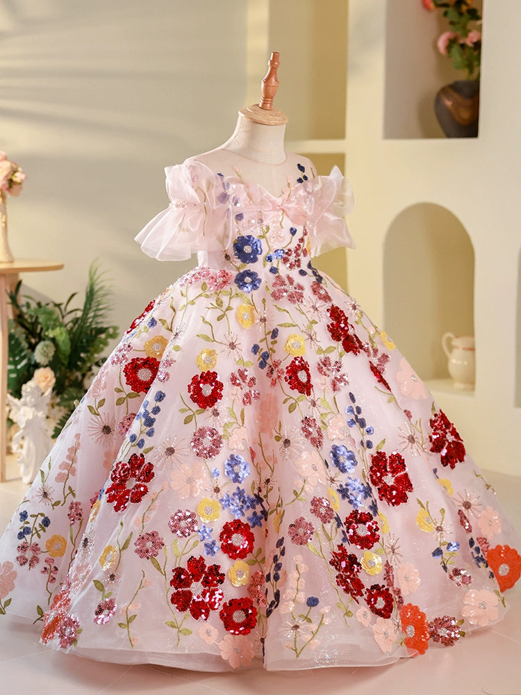 Baby Girl Flowers Sequins Embroidery Princess Dress Toddler Christmas  Princess Dress