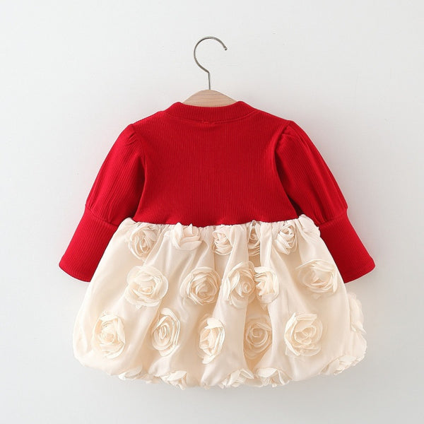Girls Autumn Rose Bud Princess Dress