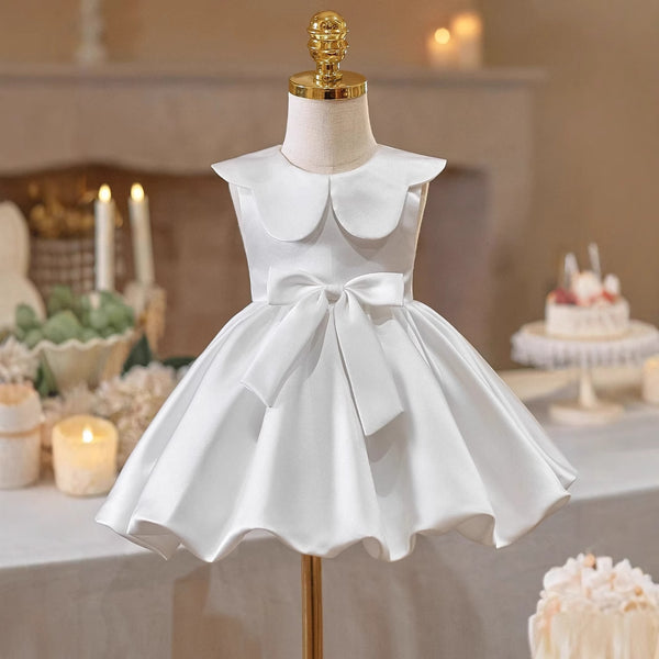 Girls White Birthday Dress Flower Girl Puff Princess Dress