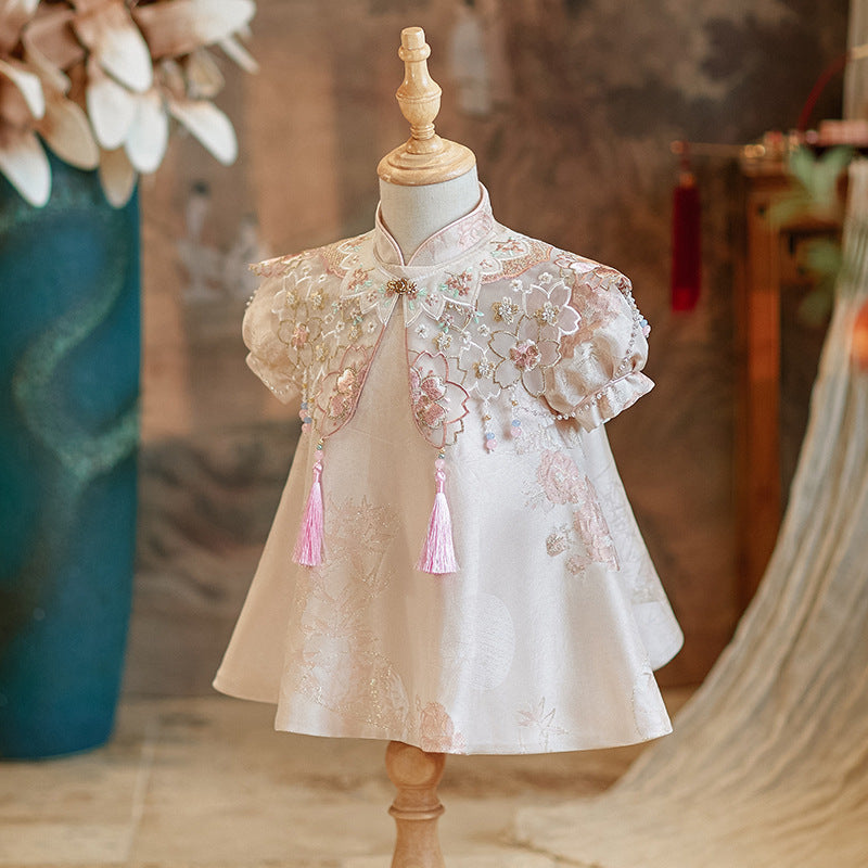 Baby Communion Dress Girl Birthday Princess Dress Baby Pink Cheongsam