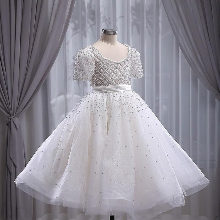 Elegant Girls Prom Dress Sequins Toddler Pageant Birthday Princess Dress