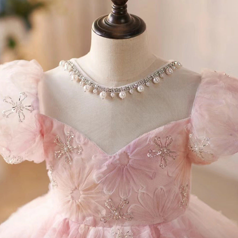 Pink Girls Birthday Dress Children's Wedding Princess Dress