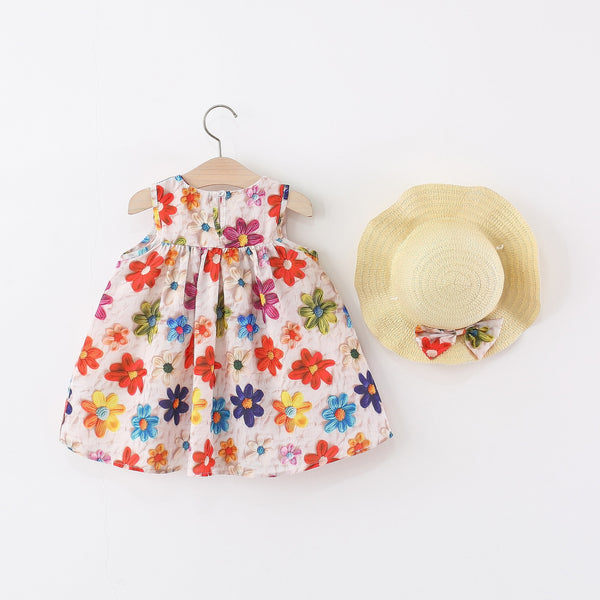 Summer New Girls Printed Sleeveless Dress