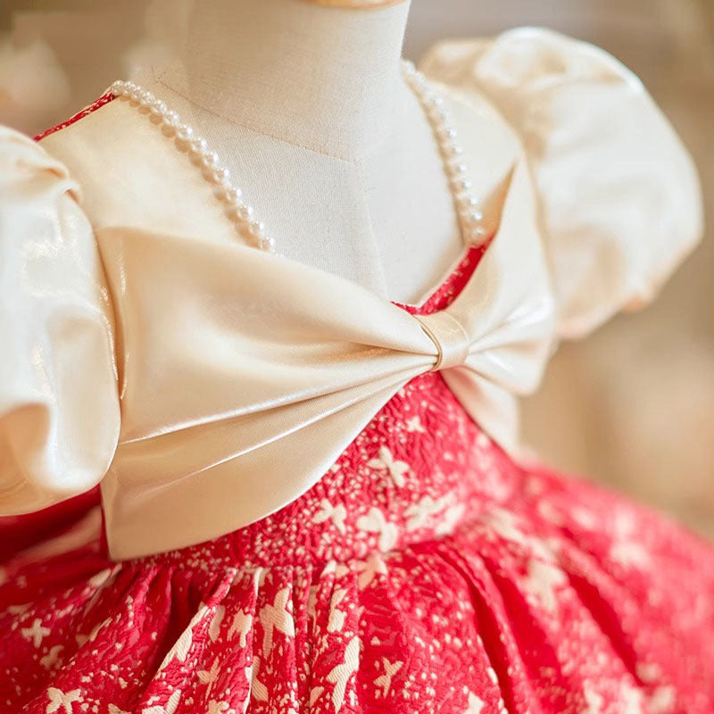 Baby Communion Princess Dress Girl Birthday Dress Flower Girl Red Dress