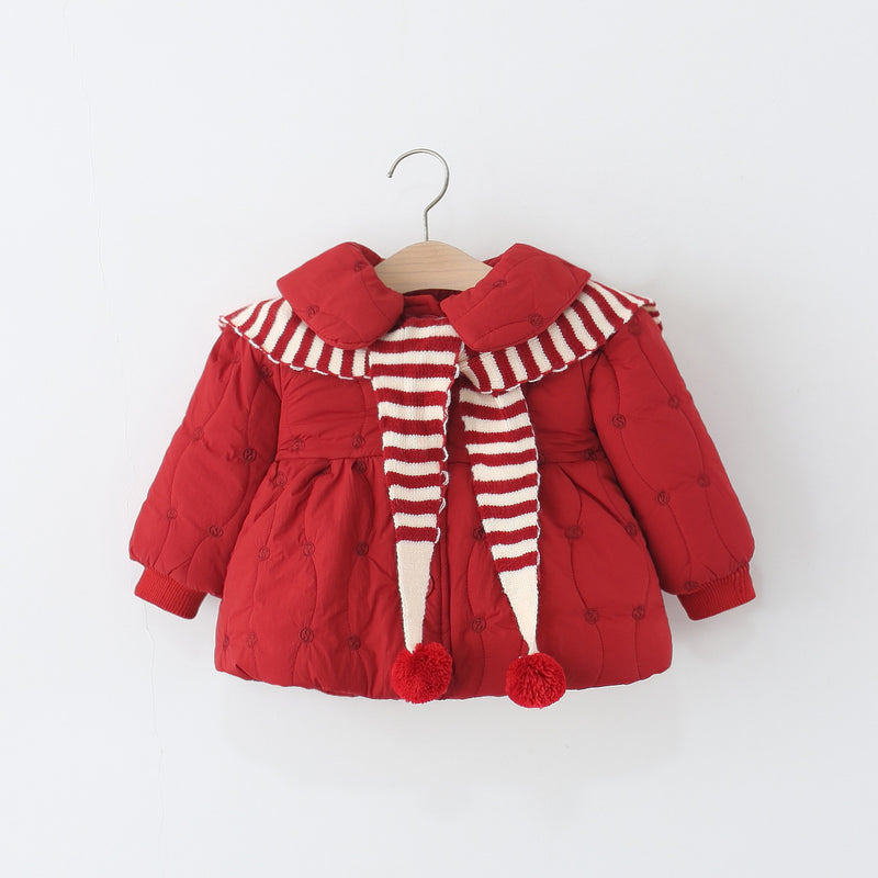 Girls Cute Winter Scarf Cotton Coat