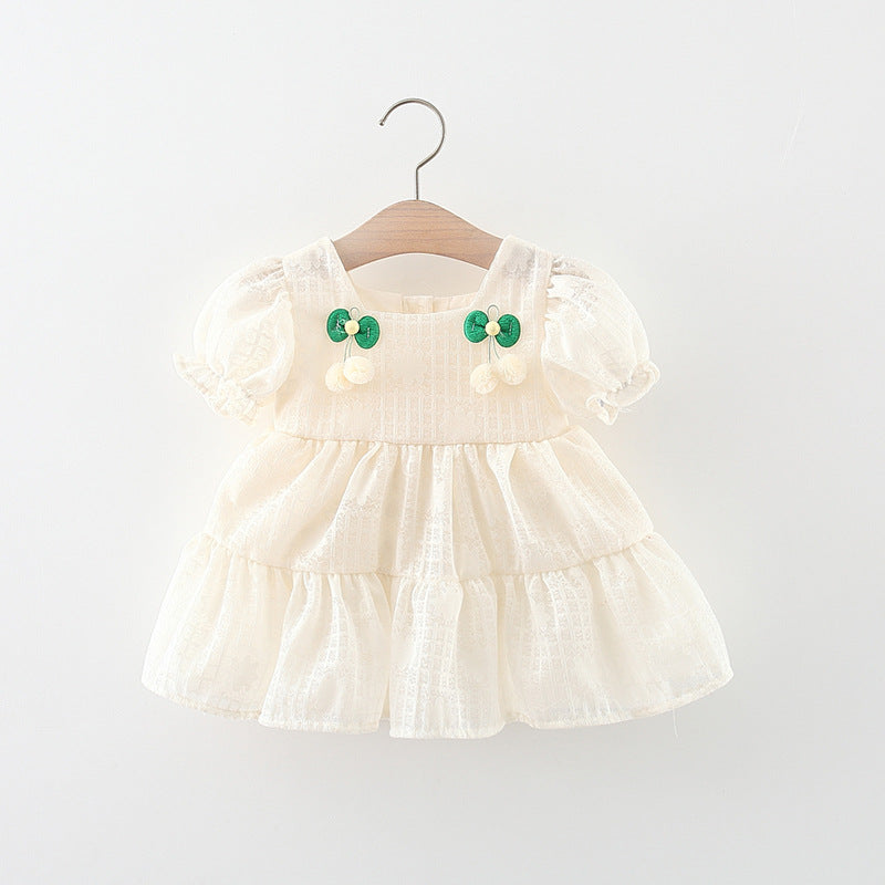 Baby Korean Style Lace Cherry Flower Dress