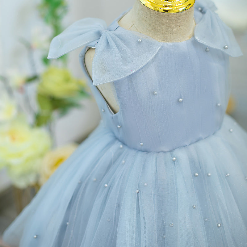 Elegant Baby Girls Blue Bow Flower Girl Dresses Toddler Ball Gowns Elegant Baby Girls Blue Bow Flower Girl Dresses Toddler Ball Gowns