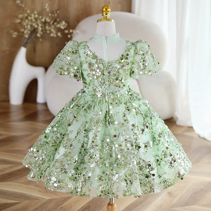 Cute Baby Girl Sequins Christmas Dress Toddler Pageant First Communion Princess Dress, Green / 11-12 Years (160cm) Cute Baby Girl Sequins Christmas Dress Toddler Pageant First Communion Princess Dress, Green / 11-12 Years (160cm)