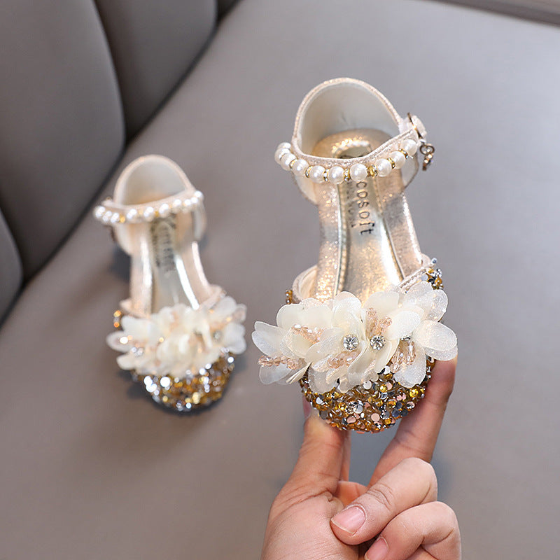 Girls Princess Diamond Shoes Leather Shoes Dance Shoes