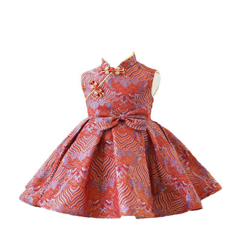 Elegant Baby Girls Red Pattern Shawl Dress Toddler Birthday Dresses N marryshe Elegant Baby Girls Red Pattern Shawl Dress Toddler Birthday Dresses N marryshe