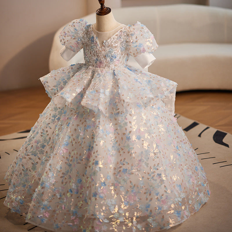 Luxurious Girls Flower Dress Toddler Birthday Princess Dress