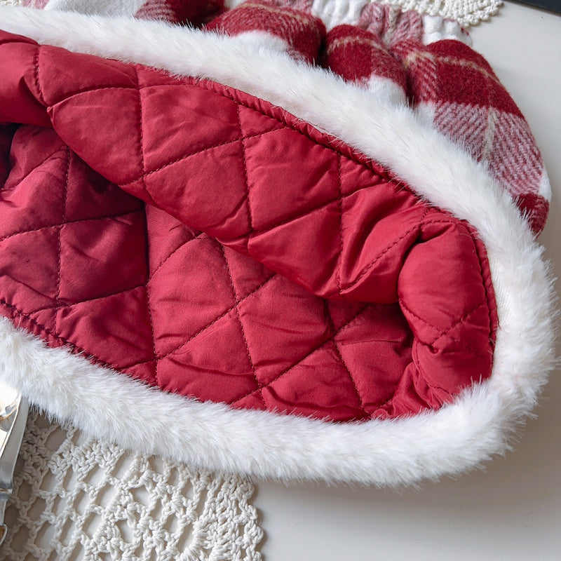 Winter Girls' Jacket and Plaid Skirt Two-Piece Set