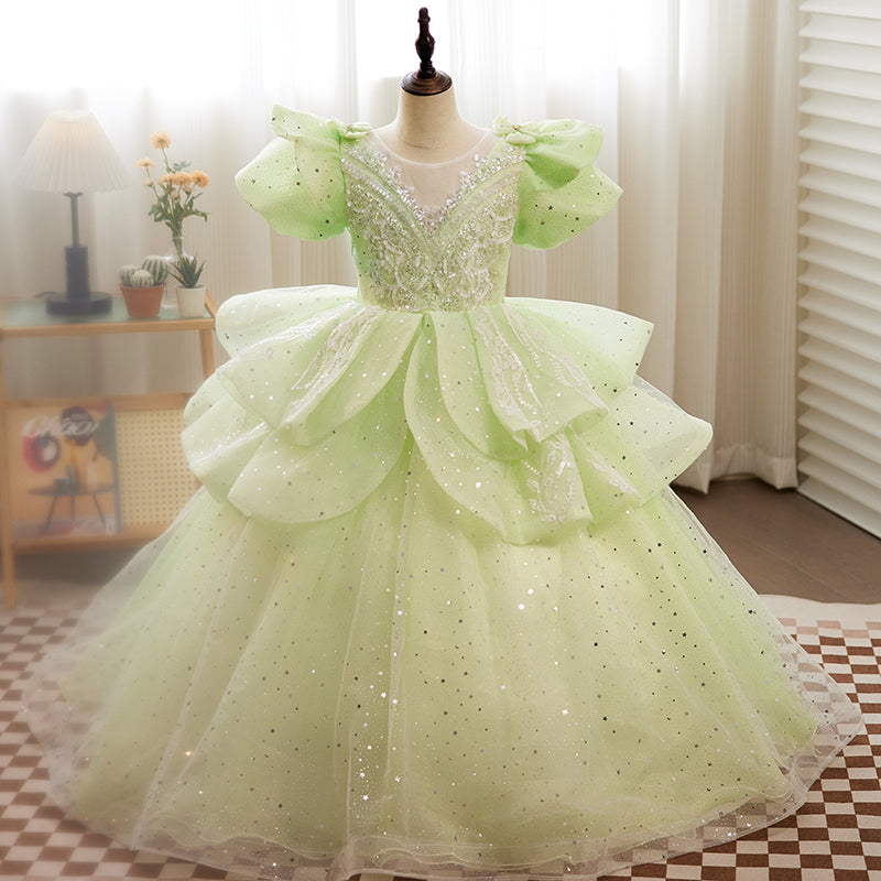 Luxury Sequin Baby Girl Pageant Birthday Party Princess Prom Dress