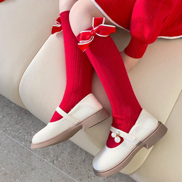 Christmas Stockings Baby Girl Flower Bow Knot Princess Straight Socks