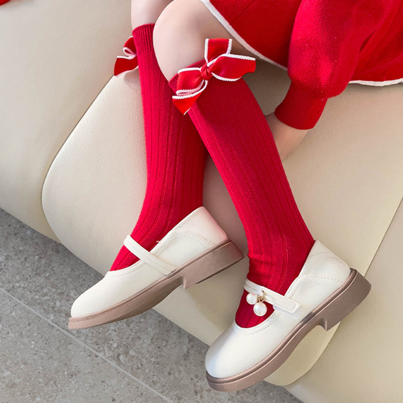 Christmas Stockings Baby Girl Flower Bow Knot Princess Straight Socks