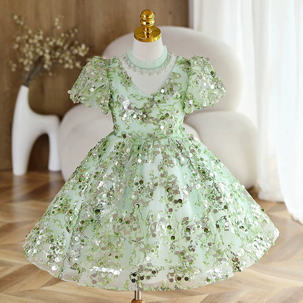 Cute Baby  Girl Sequins Christmas Dress Toddler Pageant First Communion Princess Dress