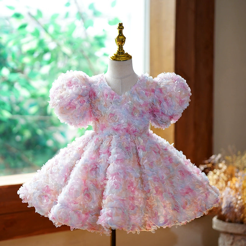 Baby Cute Girl Flowers Dress Toddler Pageant First Communion Princess Dress