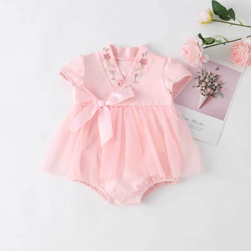 Summer New Baby Girl Birthday Cute Embroidered Collar One-piece Dress