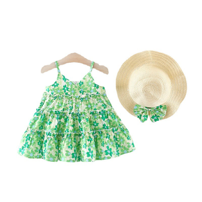 Baby Girl Dress Sweet Baby Suspender Print Beach Toddler Dress