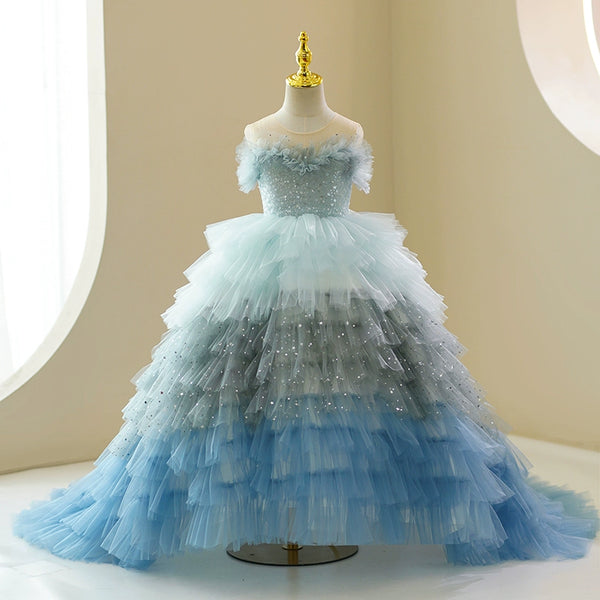 Luxurious Baby Girl Christmas Puffy Dress Toddler Long Birthday Princess Dress