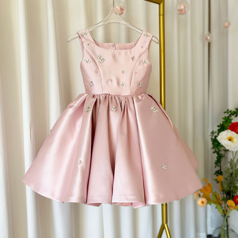 Pink Girls Elegant Dress Children Birthday Dress