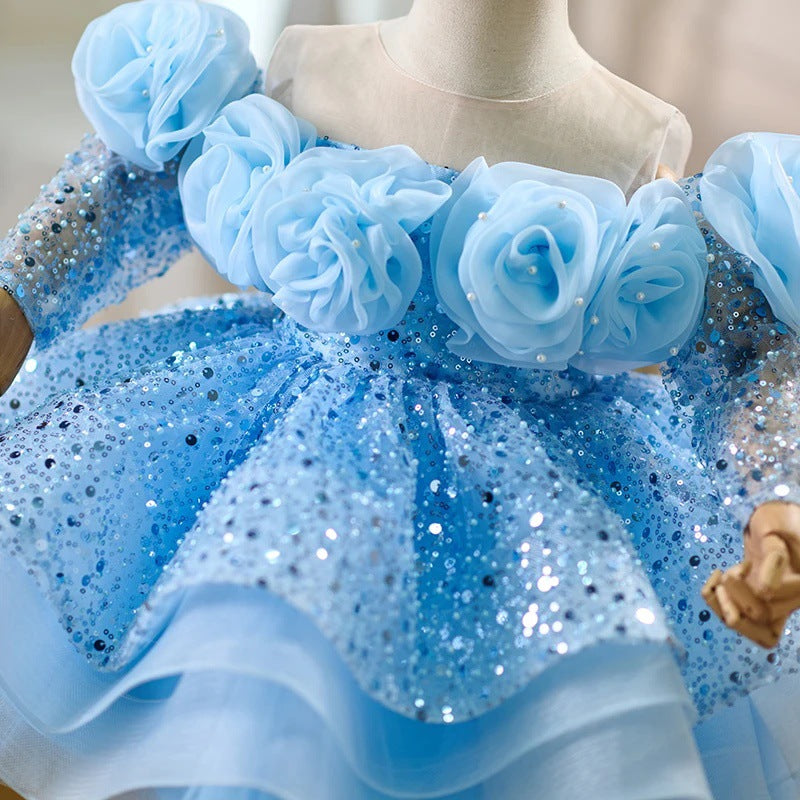 Children's Elegant Sequined Dress Flower Girl Princess Dress Girl Birthday Dress