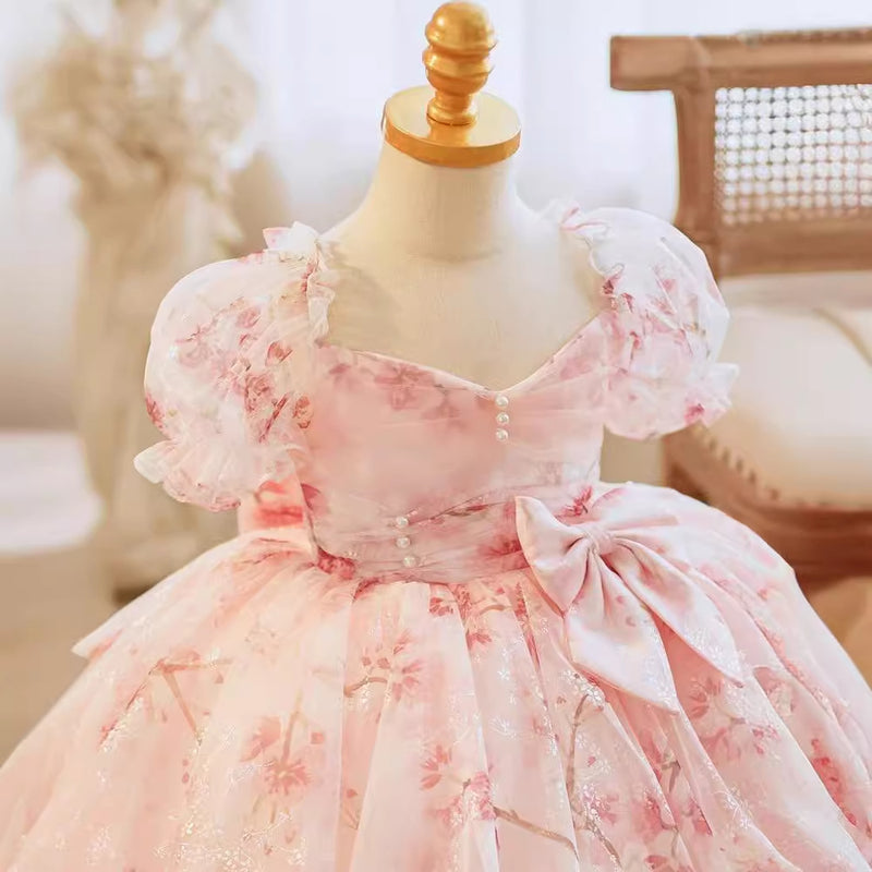 Pink Flower Girl Dress Girl Birthday Princess Dress