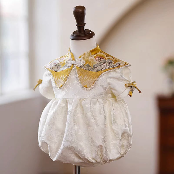 Cute Baby Girl's Buckle Baby Romper
