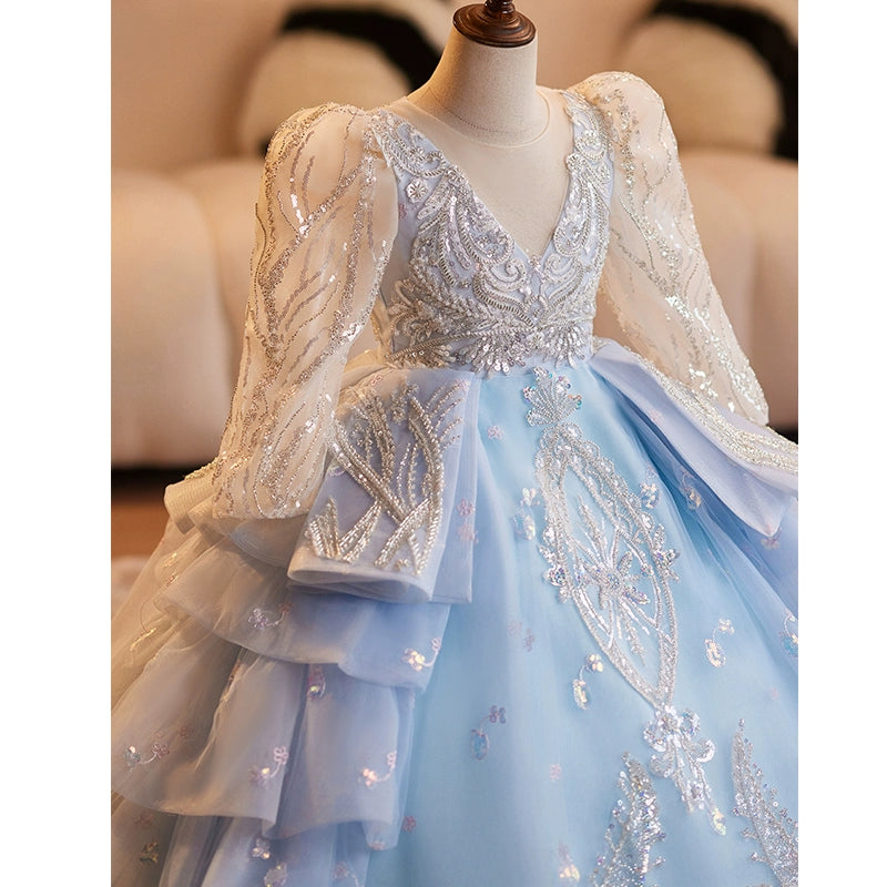 Girls Birthday Princess Dress Flower Girl Wedding Dress Trailing Dress