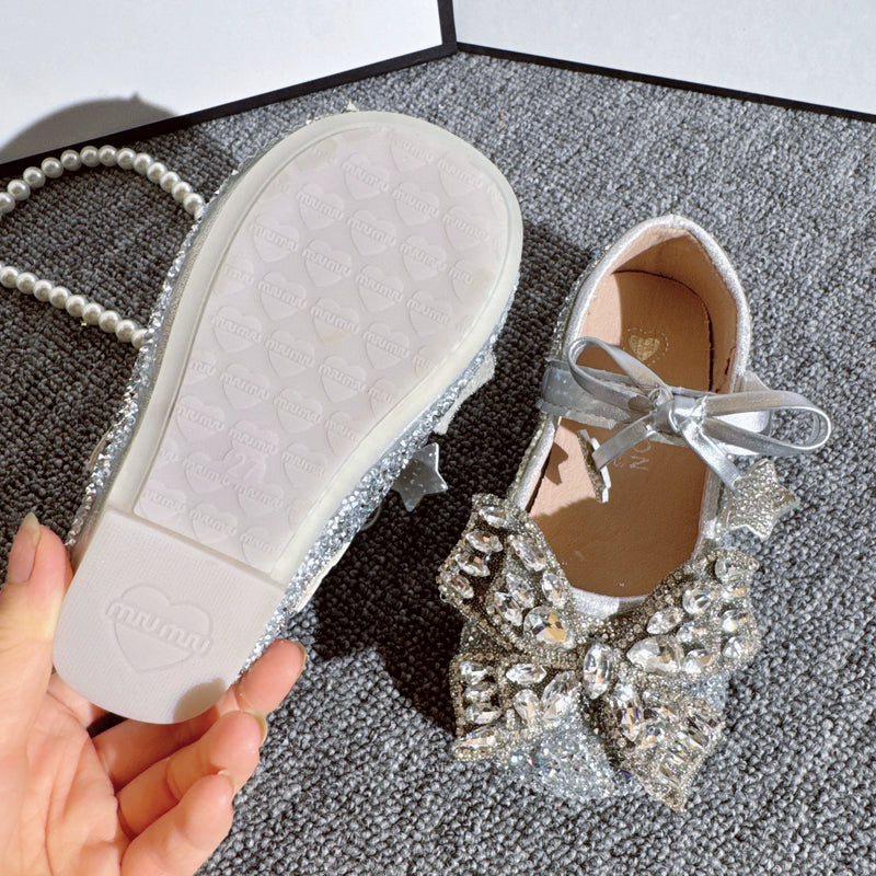 Girls' Crystal Butterfly Princess Leather Shoes