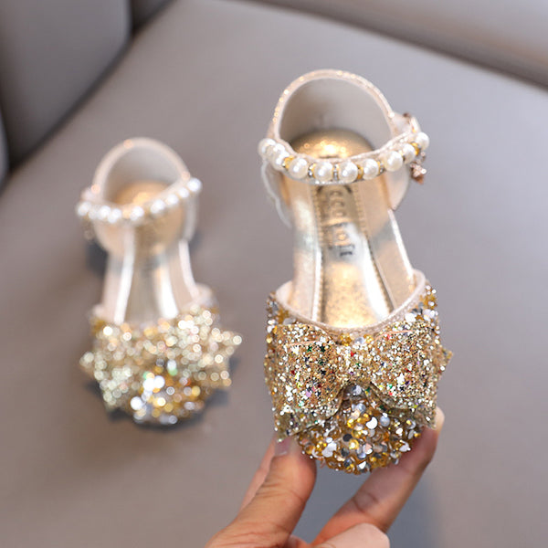 Cute Girls Bow Tie Beauty Pageant Sequins Princess Shoes