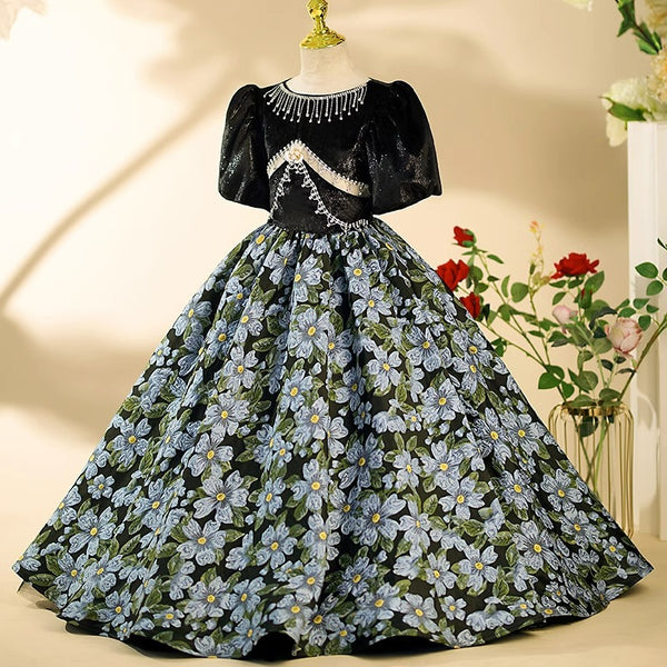Luxurious Baby Girl  Formal Embroidery Dress Toddler Pageant Birthday Party Princess Dress