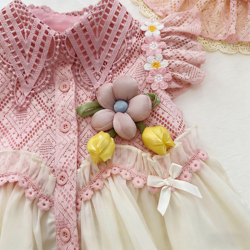 Girls Summer Resort Casual Outfit Girls Floral Vacation Outfit Two-piece Set