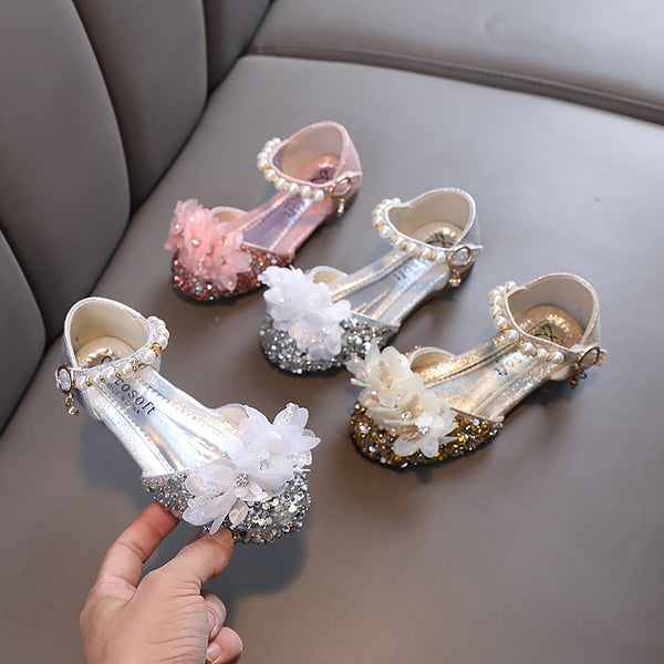 Girls Princess Diamond Shoes Leather Shoes Dance Shoes