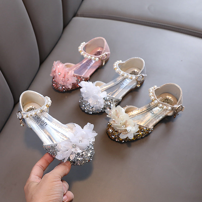Girls Princess Diamond Shoes Leather Shoes Dance Shoes