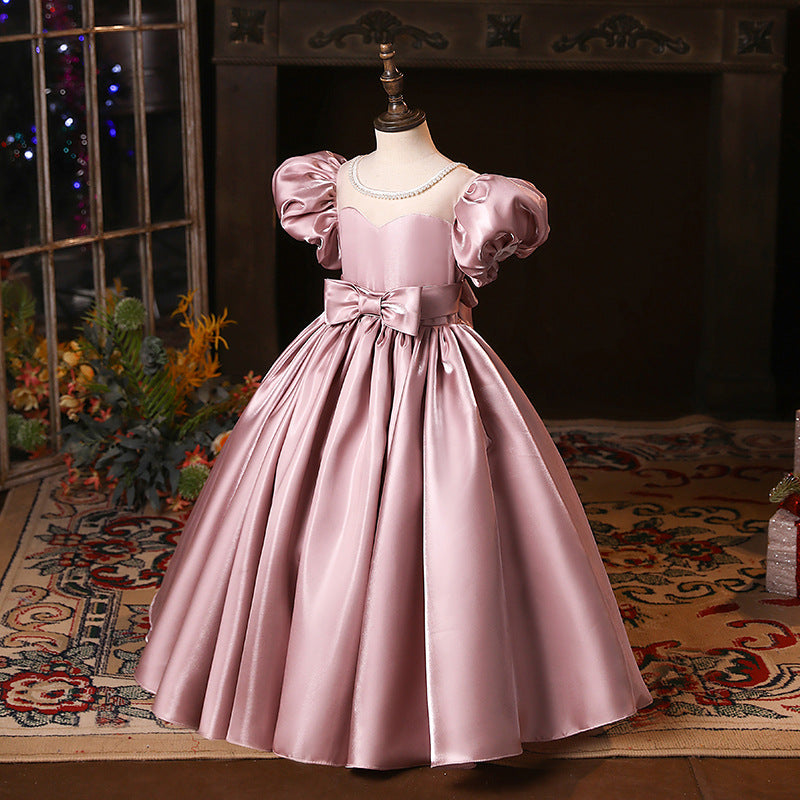 Baby Girl Birthday Party Pearl Tulle Puff Sleeve Princess Dress Baby Girl Birthday Party Pearl Tulle Puff Sleeve Princess Dress