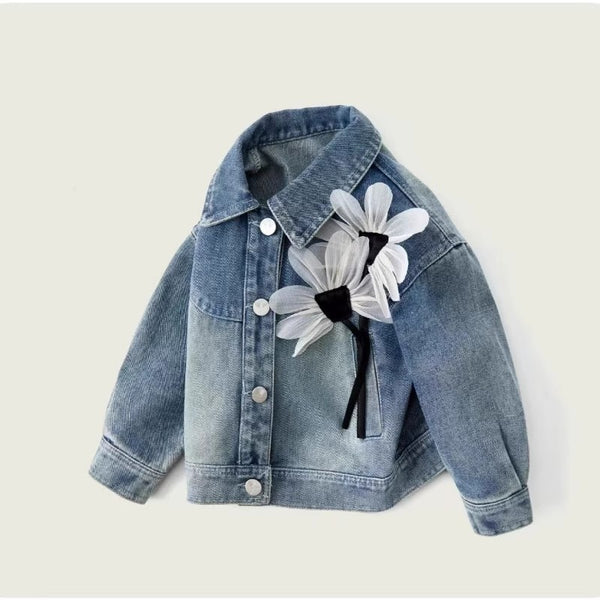 Cute Girls Lapel Jacket Children's Denim Jacket