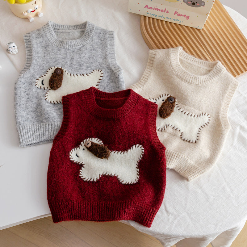 Girls Autumn Cute Cartoon Knitted Vest