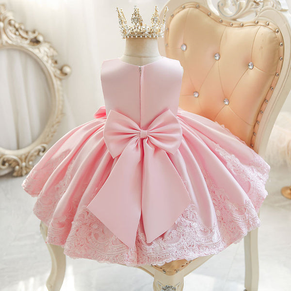 Toddler Birthday Party Wedding Christening Bow Fluffy Princess Dress
