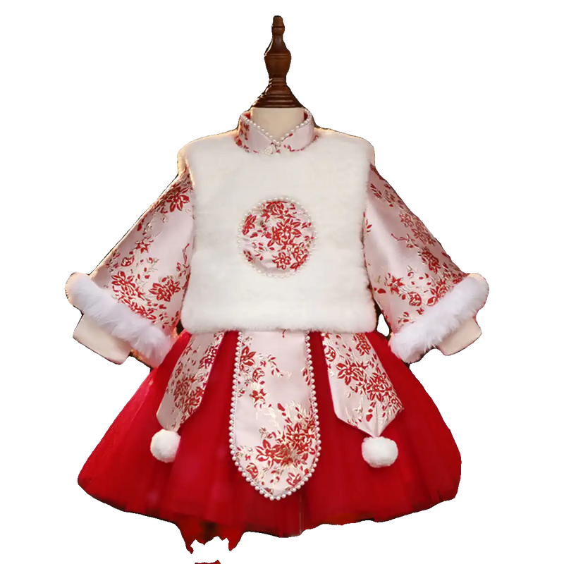 christmas dress luxury Luxury Mrs. Claus Dress: Red Christmas Maxi Dress With White Fur