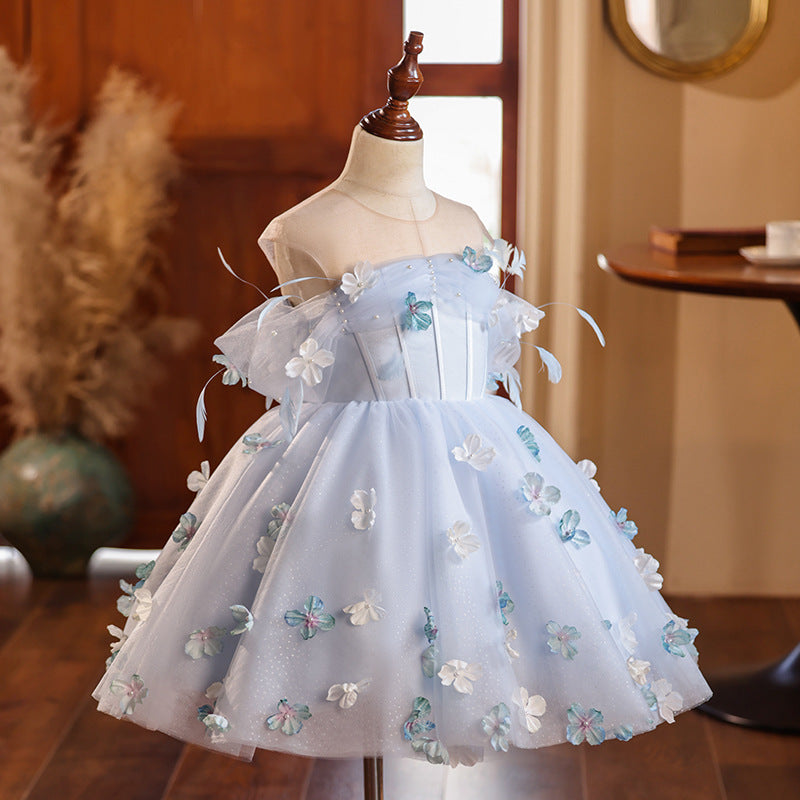 Navy Blue Blue Floral Flower Girl Dresses Baby Navy Flower Dresses