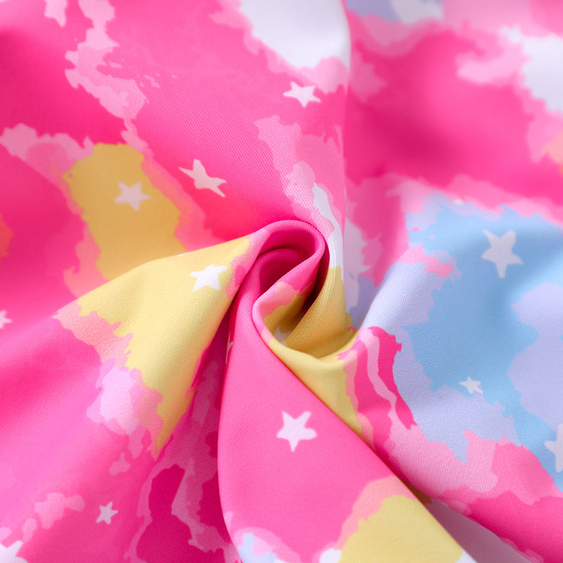 Cute Girls Floral One-shoulder Sling Swimsuit